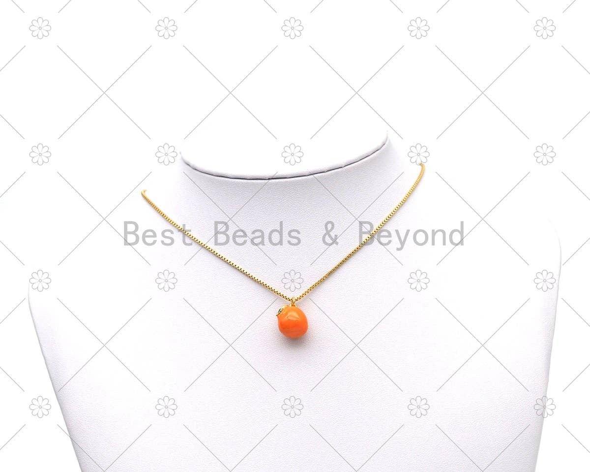 Enamel Orange Apple Charm, Sku#Y578