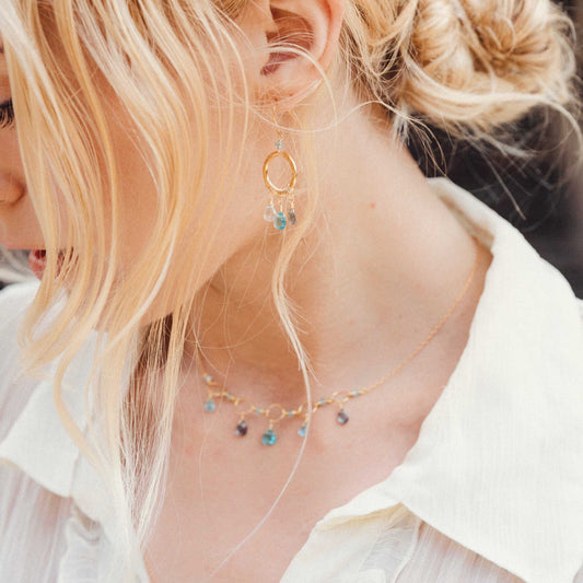 The Boho Mini Earring - Aquamarine and IoliteCalling all beautiful dreamers, our handmade Boho Minis are inspired by dream catchers. This lightweight, ready-to-wear style features a mix of superior quality blueEarringsPARKEN JEWELRYVettedArcThe Boho Mini Earring