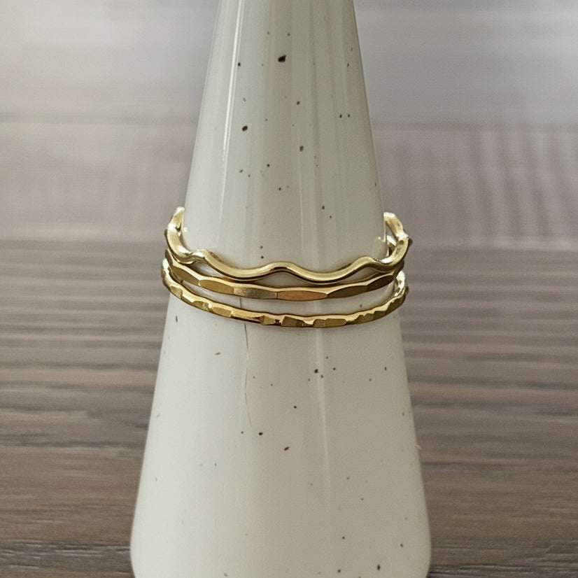 14k gold-fill or sterling silver BEACHES STACKING RING SET