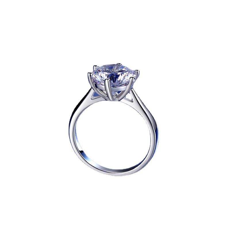 S925 Classic 6-Prong High Carbon CZ Engagement Ring, 0.5–3ct Round Cut Cubic Zirconia, Sterling Silver Daily Gift for Her Him