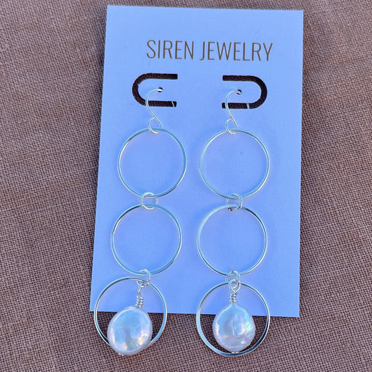 Sail Coin Pearl Earrings