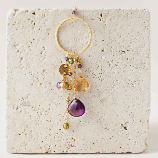 The Ammil Necklace - Amethyst & CitrineThe ultimate gemstone pendant. Multiple strands of glimmering amethyst, citrine and peridot gemstones hang from our signature gold circle. Handmade with 14k gold plaNecklacesPARKEN JEWELRYVettedArcThe Ammil Necklace