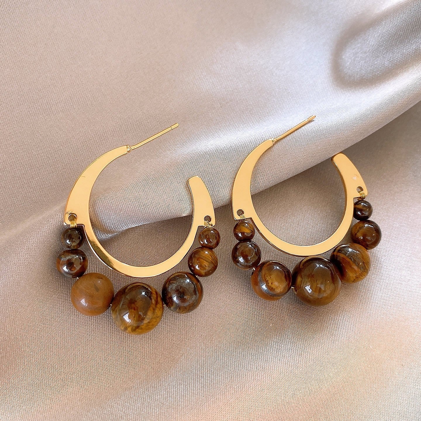 Vintage Maillard Style Wood & Resin Drop Earrings For Women, Gold Tone Twisted Knot Amber Resin Dangle Earrings, Retro Luxury Fashion Jewelry