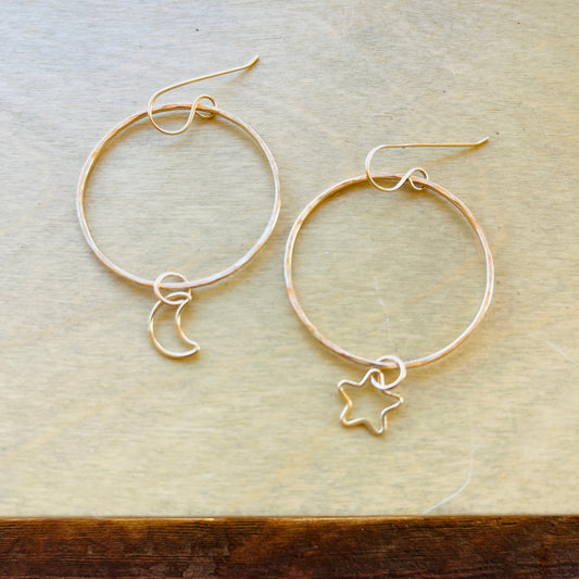Star & Luna Moon Hoop Earrings