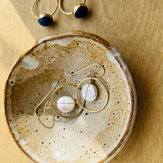 Seaglow Coin Pearl Earrings
