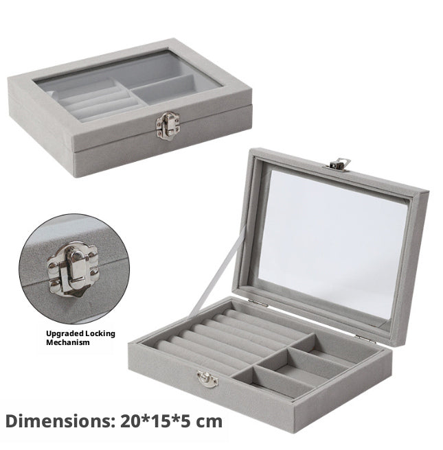Suede Jewelry Box-Ring Cotton Model-Gray-1 piece