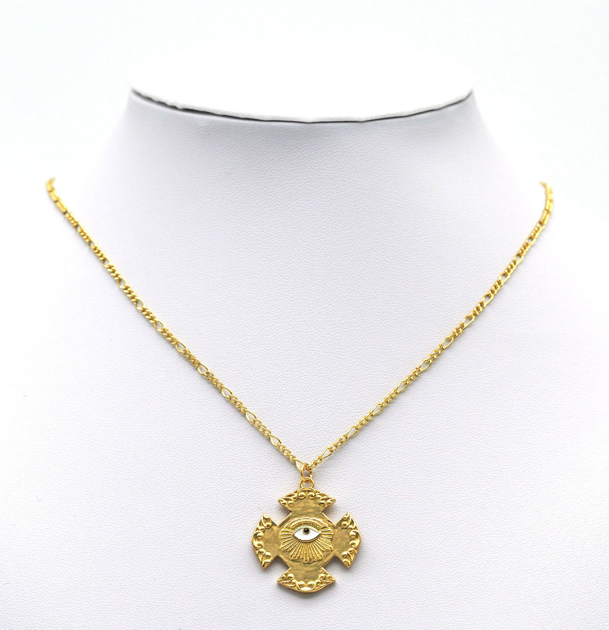Enamel Evil Eye On Cross Charm, Sku#Y697