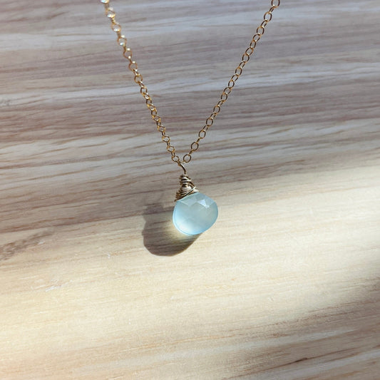14k gold filled or sterling silver AQUA CHALCEDONY NECKLACE