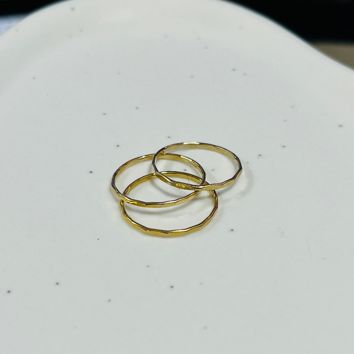 14k gold filled or sterling silver HAMMERED STACKING RING SET