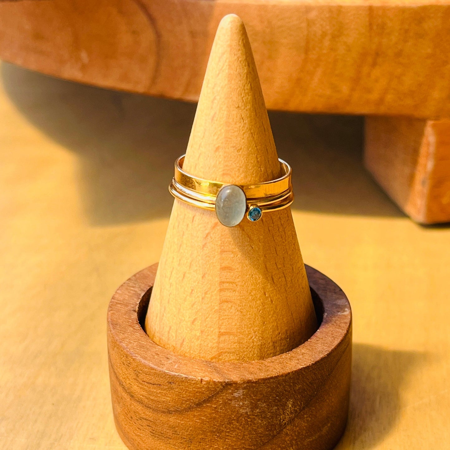 14k gold filled OVAL BLUE JADE GEMSTONE RING