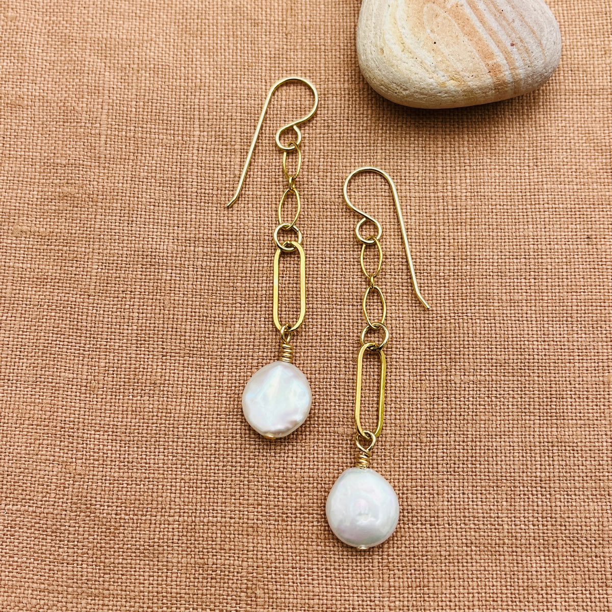 COIN PEARL DROP EARRINGS