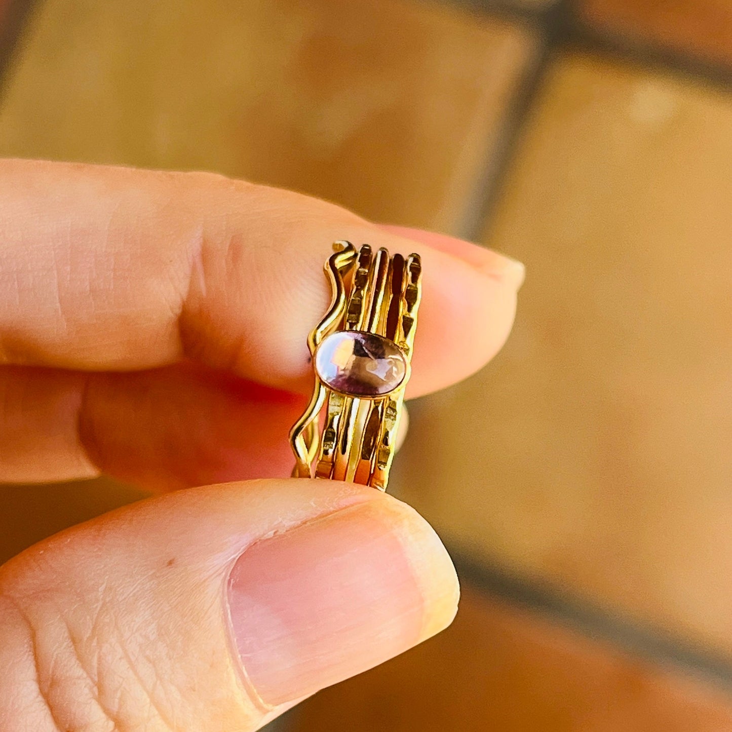 14k gold filled OVAL AMETHYST GEMSTONE RING