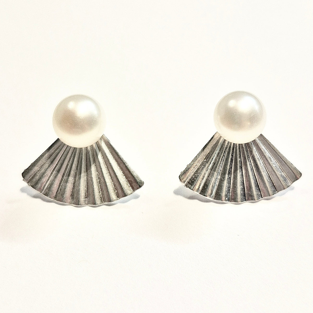 Pearl Fan Ear Jacket Stud Earrings