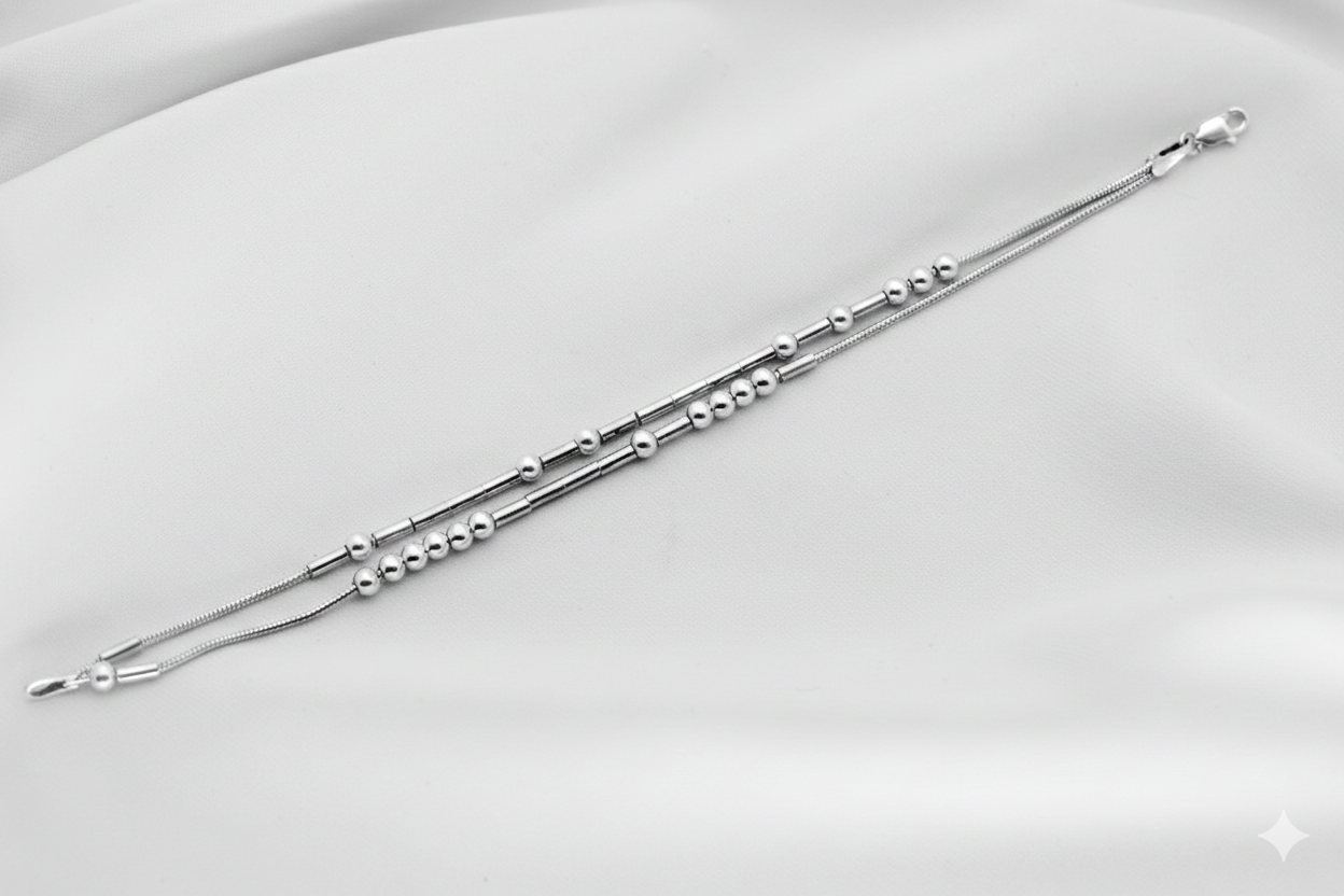 Personalized Morse Code Bracelet - Two Strands of Hidden Messages in 925 Sterling Silver