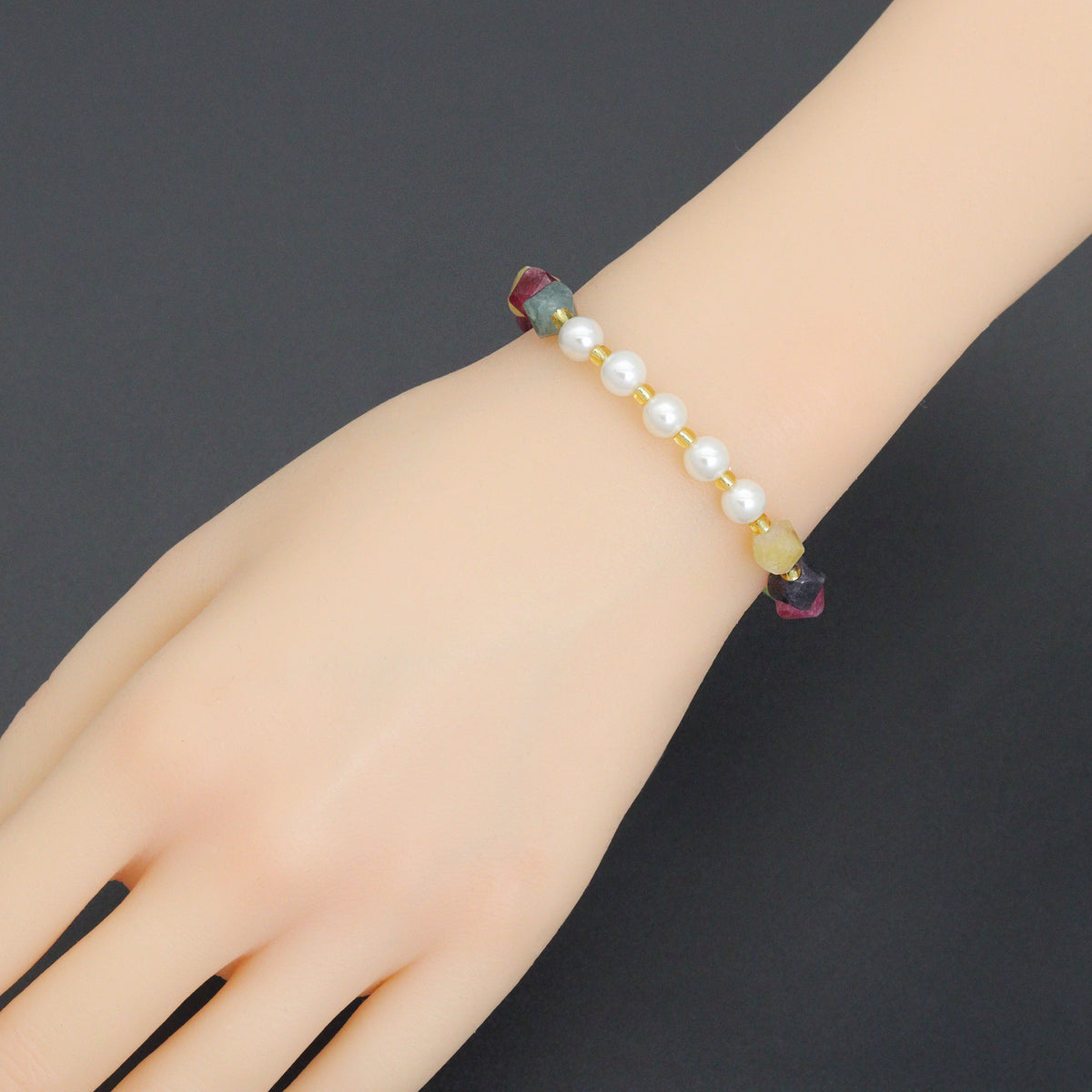 8mm Faceted Jade Stretchy Bracelet, Sku#EF708