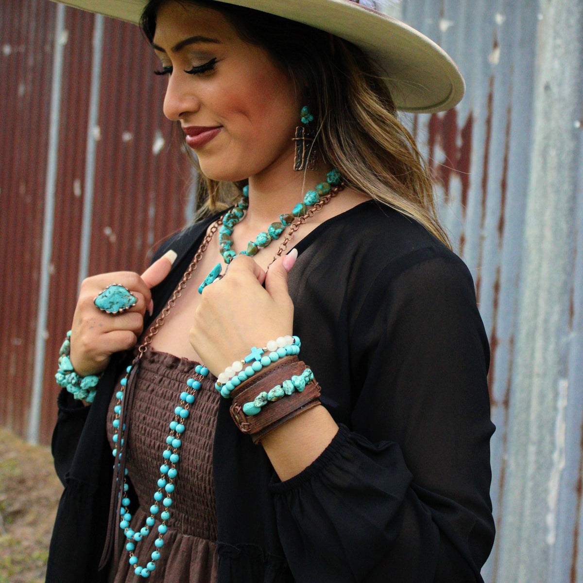 Blue Turquoise Stackable Stretch Beaded Bracelet 800u