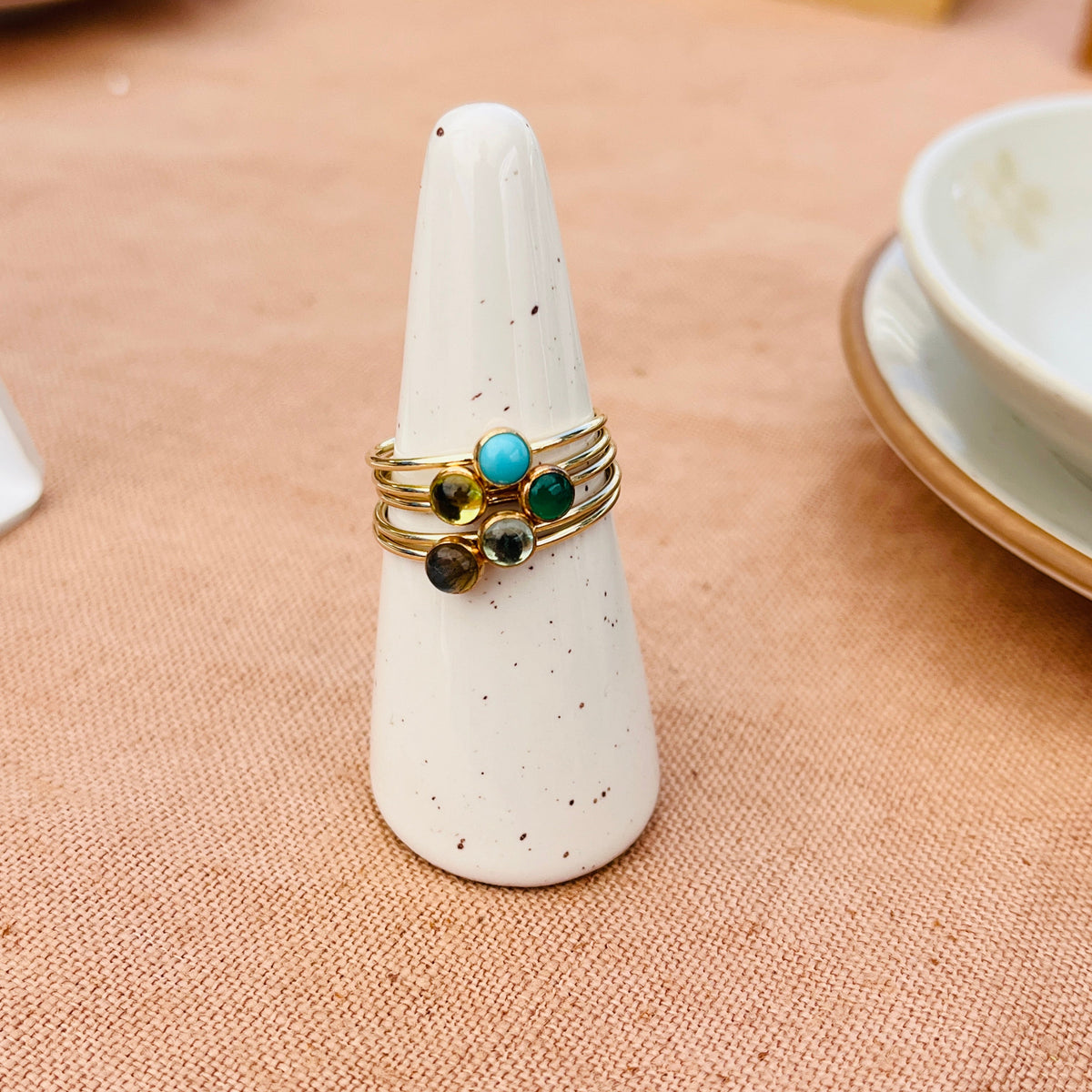 14K Gold Filled EMERALD ONYX GEMSTONE RING