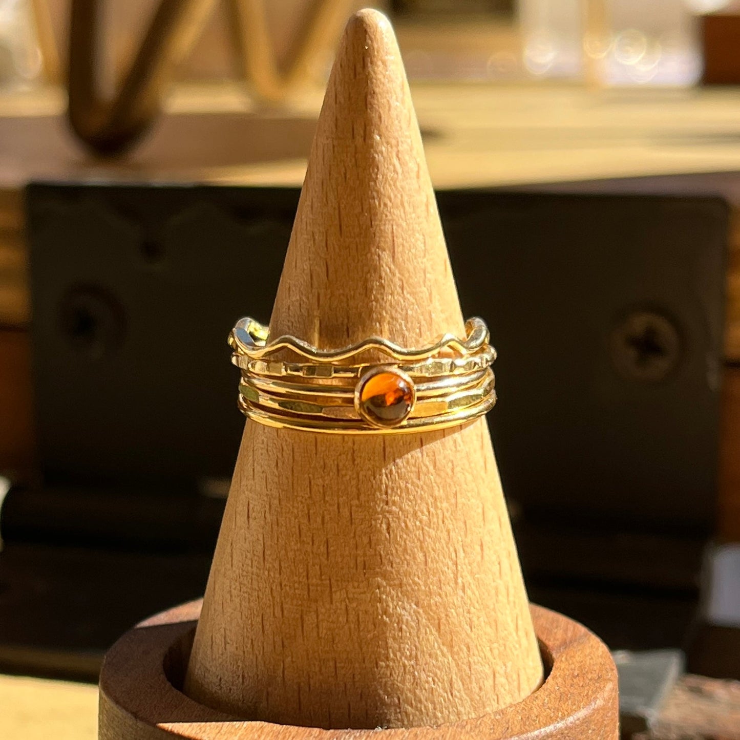 14K Gold Filled or Sterling Silver CITRINE GEM STACKING SET
