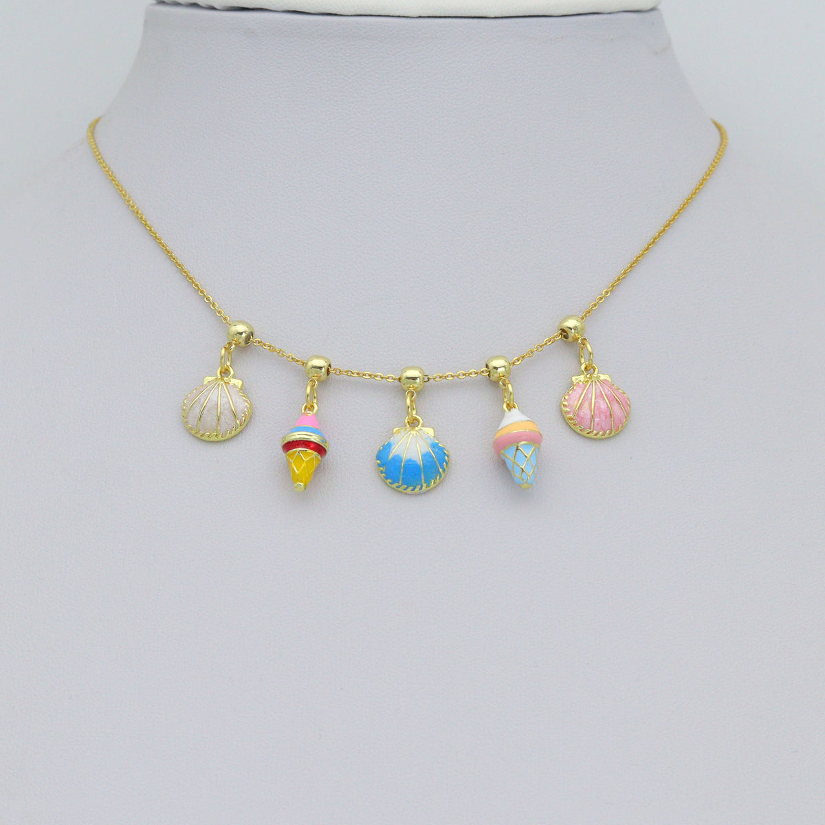 Colorful Enamel Shell Icecream Pendant charm, Sku#A509