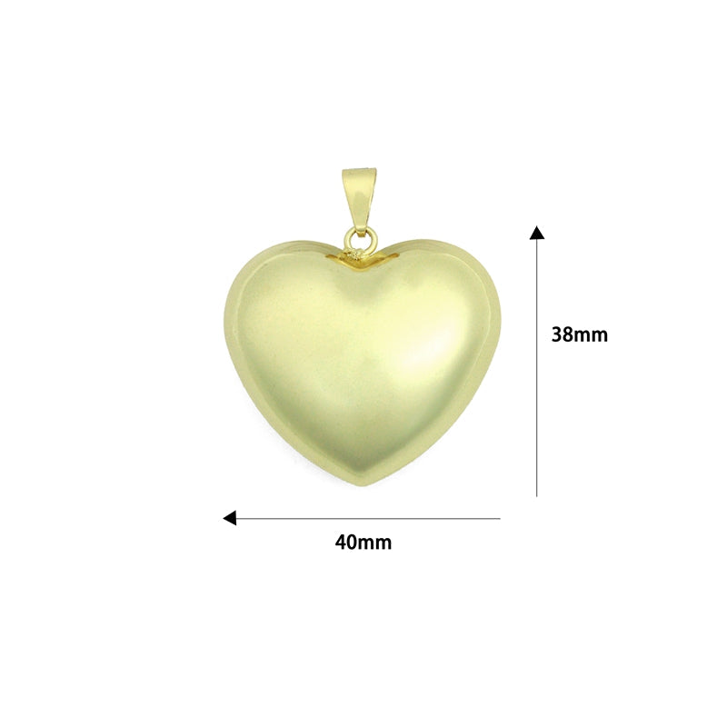 Large Puffy Gold Heart Pendant charm, Sku#LX938