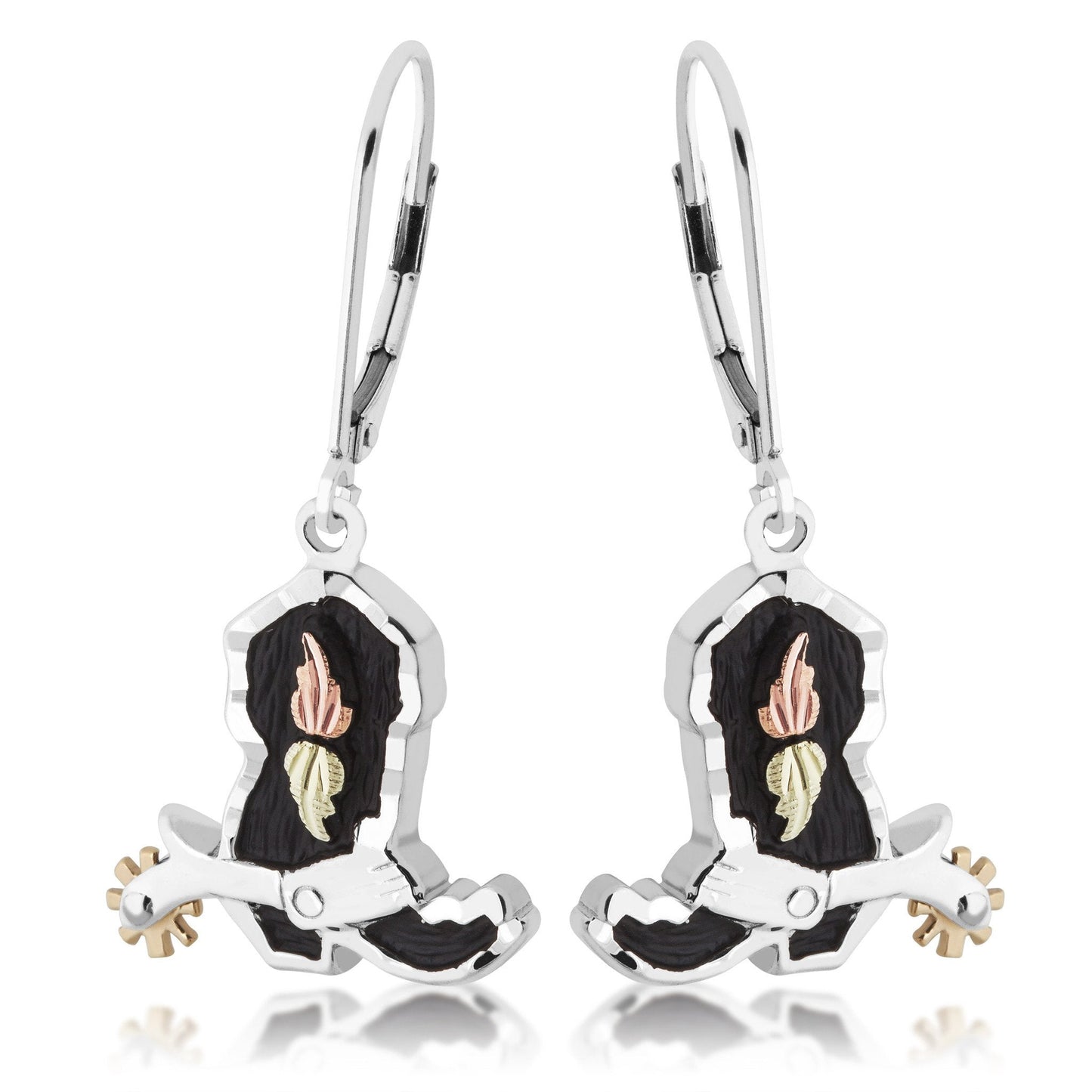 Cowboy Boot - Sterling Silver Black Hills Gold Earrings