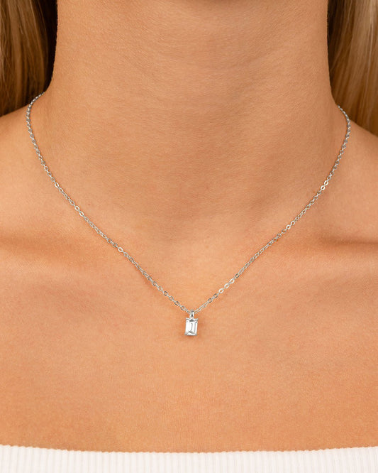 Sterling Silver Emerald Prong Set Pendant