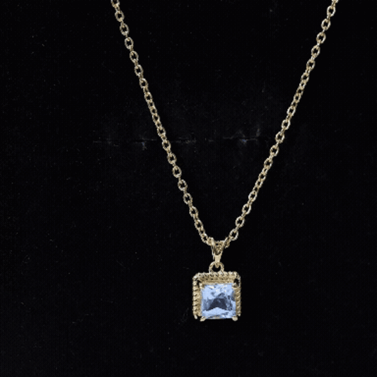 Sterling Silver Half Carat Princess Cut Sky Blue Topaz Pendant Necklace with Chain