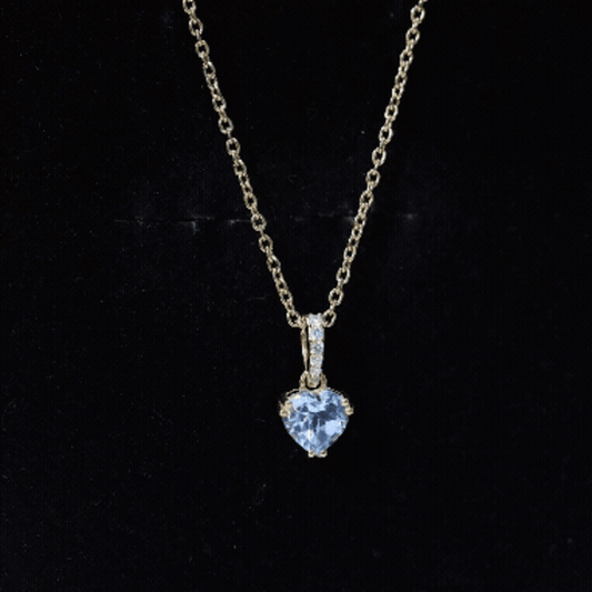 1 Carat Sky Blue Topaz Heart Pendant Necklace With Diamond