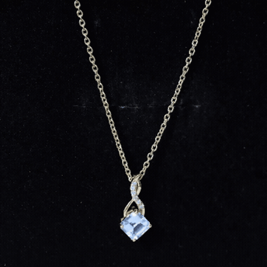 0.5 CT Cushion Cut Sky Blue Topaz Infinity Necklace with Silver Chain