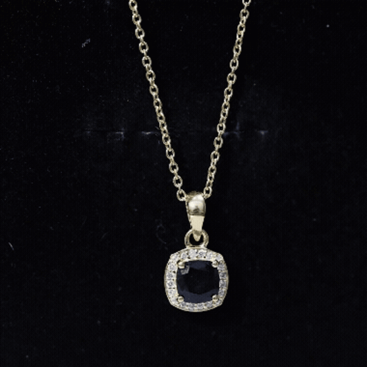 1.8 Carat Lab Grown Black and White Diamond Halo Necklace with Silver Chain
