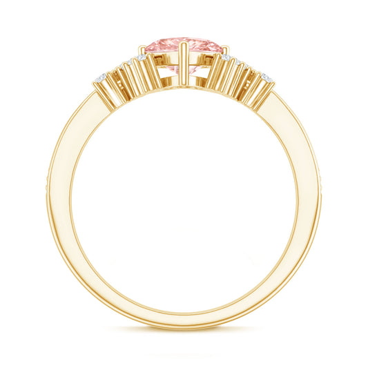 1 CT Lab Grown Pink and White Diamond Heart Engagement Ring IGI Certified