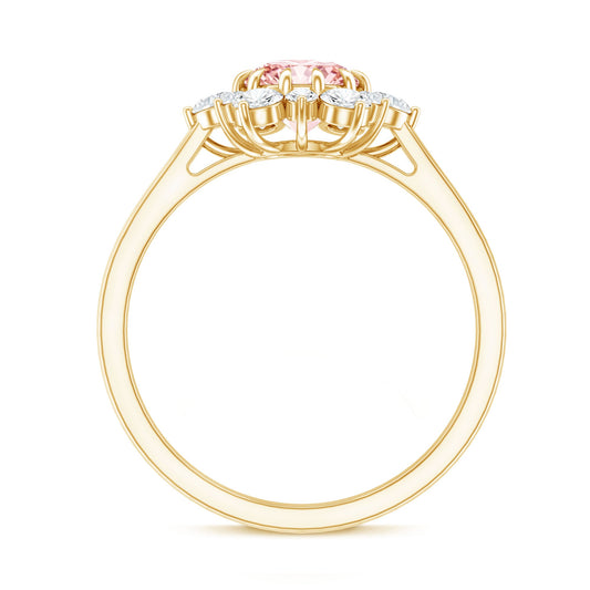 IGI Certified 1 CT Lab Grown Pink and White Diamond Halo Engagement Ring