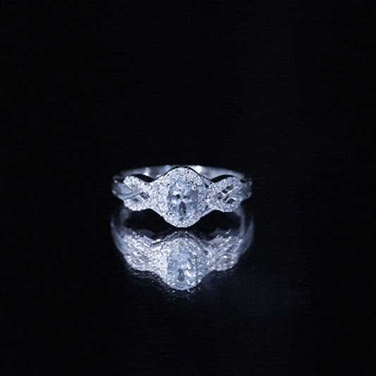Genuine Aquamarine and Diamond Designer Engagement Ring in Silver