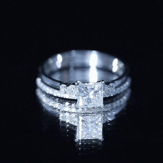 1.2 Carat Lab Grown Diamond Princess Cut Engagement Ring With Enhancer