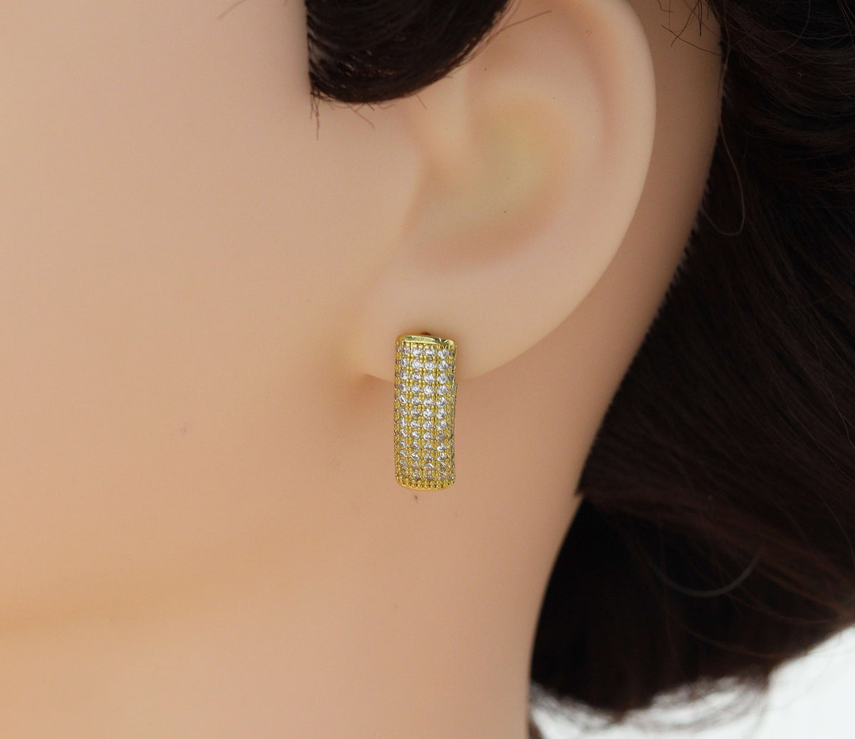 CZ Pave Triangle Shape Earrings, Sku#Y611