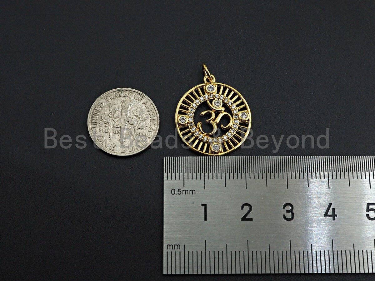CZ Micro Pave Ohm Sign Charm, Namaste Buddhism Charm, CZ Yoga Charm, 19mm, SKU#Y241