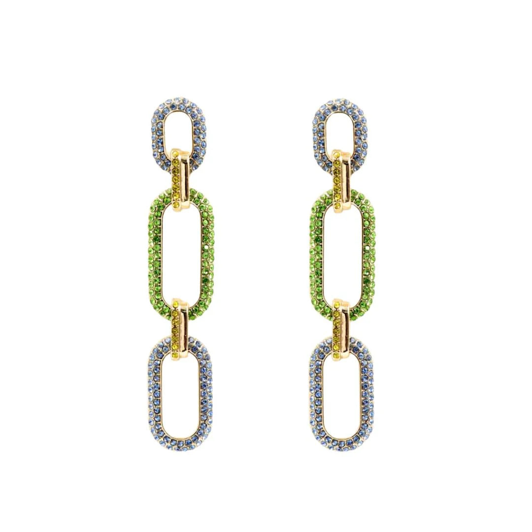 Brianna Cannon - Blue & Green Crystal Link Drop Earrings