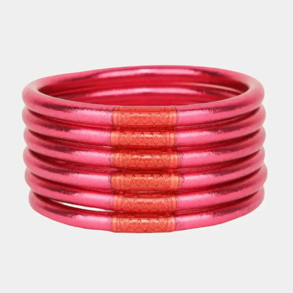Budhagirl Pink All Weather Bangles® (Set of 6) - Serenity Prayer