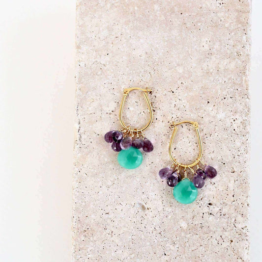 Chrysoprase & Amethyst Gold EarringsWe loved the bright sea green color of chrysoprase gemstones the minute we set eyes on them. Paired with sparkling amethyst, and so lightweight you'll love wearing tEarringsPARKEN JEWELRYVettedArcChrysoprase & Amethyst
