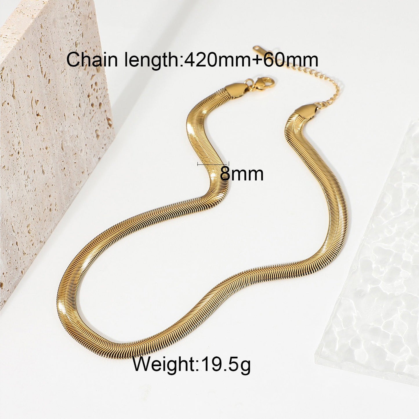 18K gold geometric inlaid gemstone with texture design classic fashion necklace