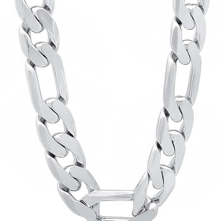12mm Flat Side Domineering Necklace Plated 925 Silver