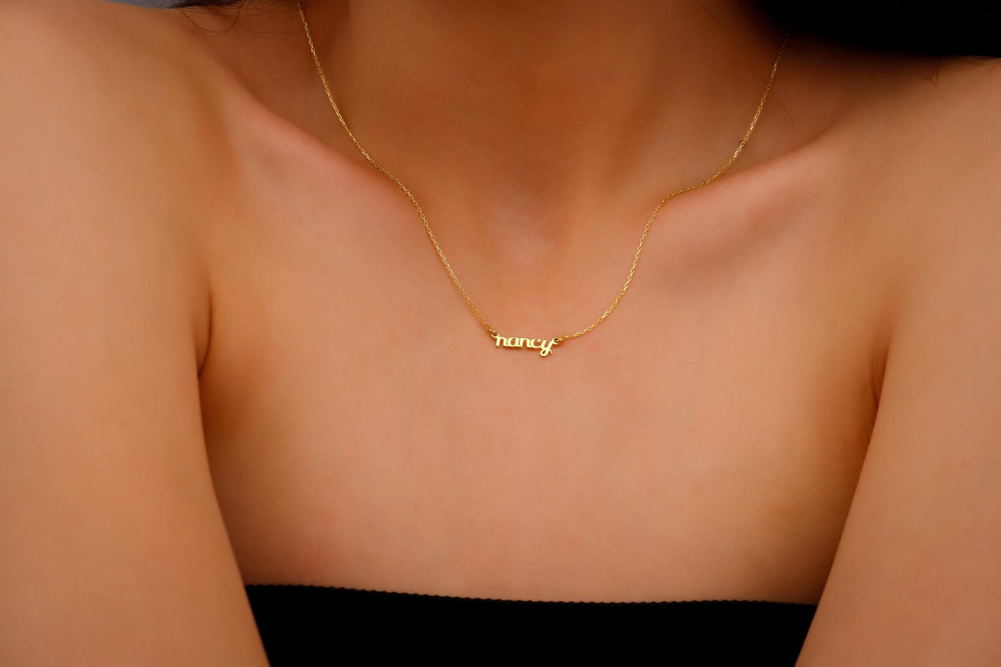 Gold Name Necklace | 8K, 10K & 14K Solid Gold | Personalized Dainty Design