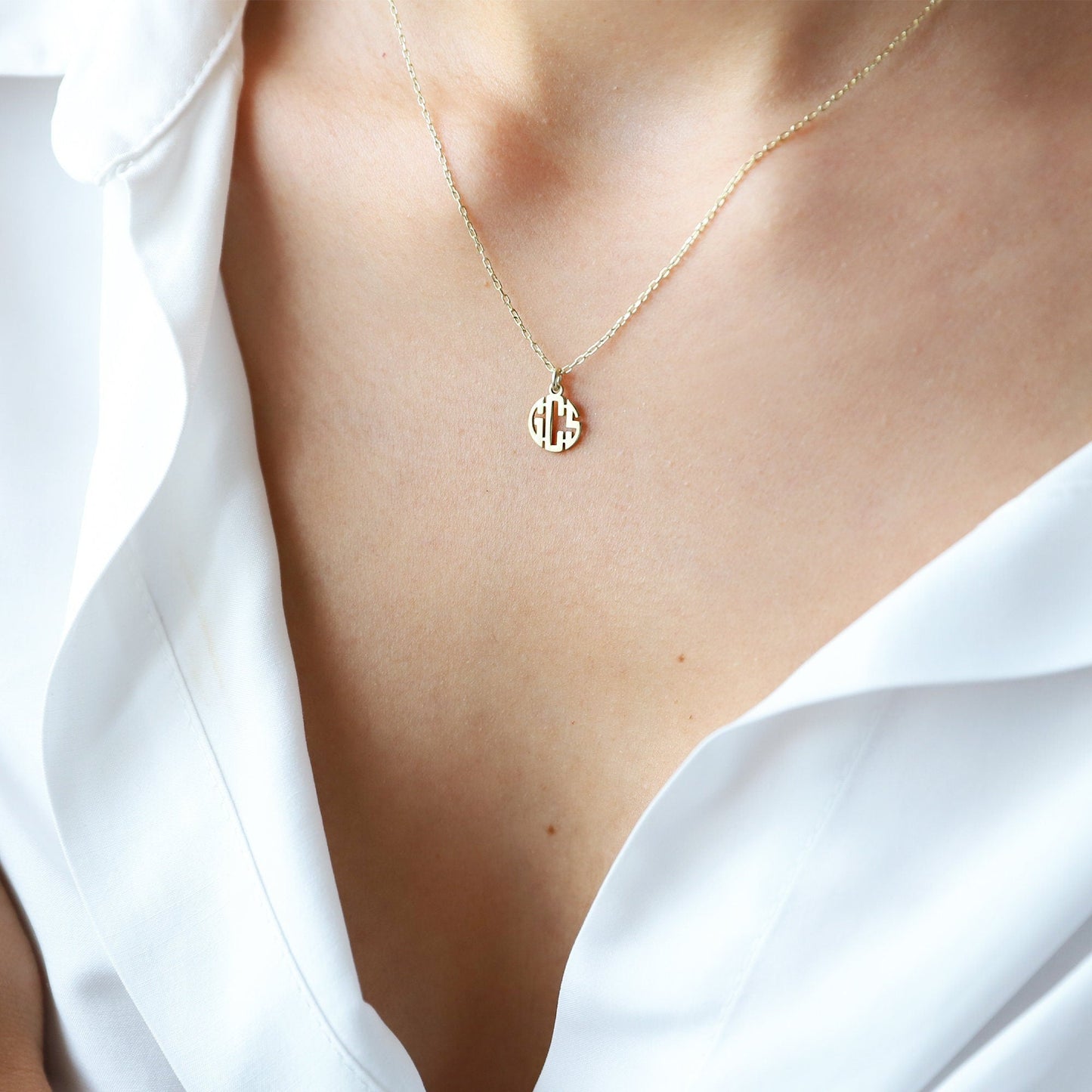 Personalized Dainty Silver Monogram Necklace
