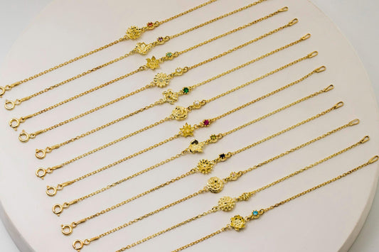 Floral Essence Birth Month Flower & Birthstone Bracelets - Celebrate Your Unique Journey
