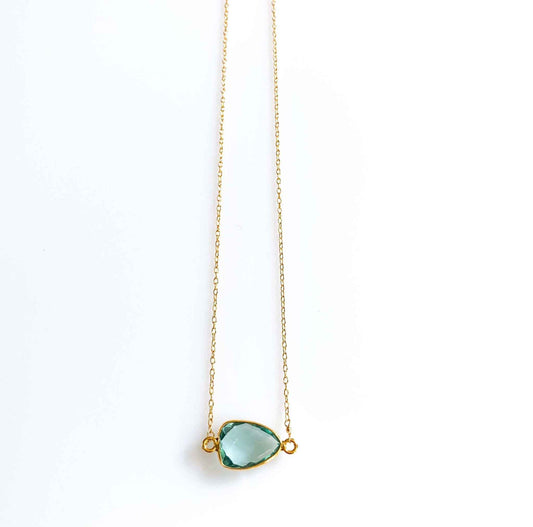 Green Amethyst Minimalist NecklaceSimple, gold necklace with beautiful green amethyst bezel set gemstones. Great for layering.- 16-18" long- Spring ring clasp- 14k gold plated fine Italian sterling sNecklacesPARKEN JEWELRYVettedArcGreen Amethyst Necklace