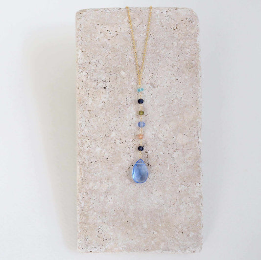 Sky Blue Quartz Yoga Pendant NecklaceYoga pendants are designed for total simplicity.
- Y pendant style- Sky quartz gemstones paired with multi color gemstone accent stones- 18-20" long with a 2" extendNecklacesPARKEN JEWELRYVettedArcSky Blue Quartz