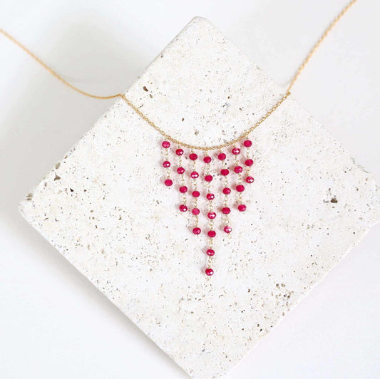 Ruby Red Quartz Mini Fringe NecklaceThese super delicate necklaces are our unique gemstone version of fringe jewelry.
- Ruby Quartz gemstones- 17-19" long with a 2" extender chain- Spring ring clasp- 1NecklacesPARKEN JEWELRYVettedArcRuby Red Quartz