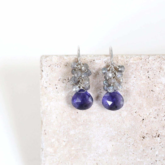 Tanzanite Quartz Silver Drop EarringsGemstone candy! Silver drop earrings with stunning tanzanite quartz gemstones topped with a gorgeous cluster of labradorite gems.
- 1.25" long- French hooks- RhodiumEarringsPARKEN JEWELRYVettedArcTanzanite Quartz Silver Drop Earrings