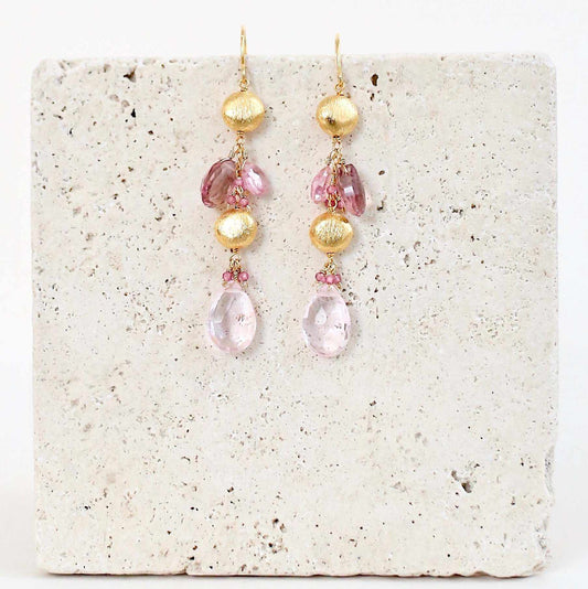 Pink Clear Quartz & Pink Tourmaline Gold Drop EarringsGorgeous pink gemstone drop earrings. Made with pink tourmaline and rose pink clear quartz gemstones.- 2.5" long- French hooks
- 14k gold plated .925 fine Italian stEarringsPARKEN JEWELRYVettedArcPink Clear Quartz
