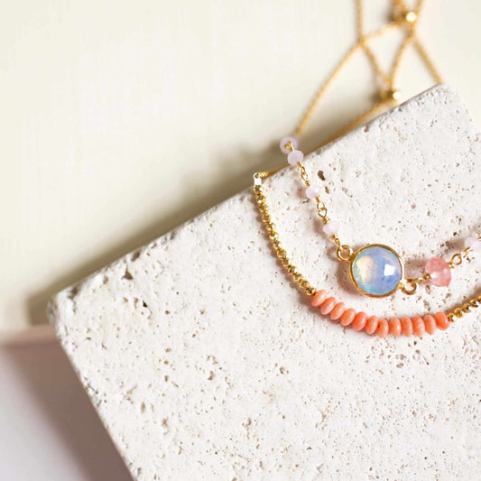 Bracelet Set: Opal Quartz & Pink Coral StonesOur easy stacking bracelet sets are completely adjustable so they fit everyone. Made with sparkling bezel gemstones and tiny stone accents. We think this combinationBracelet SetPARKEN JEWELRYVettedArcOpal Quartz & Pink Coral Stones